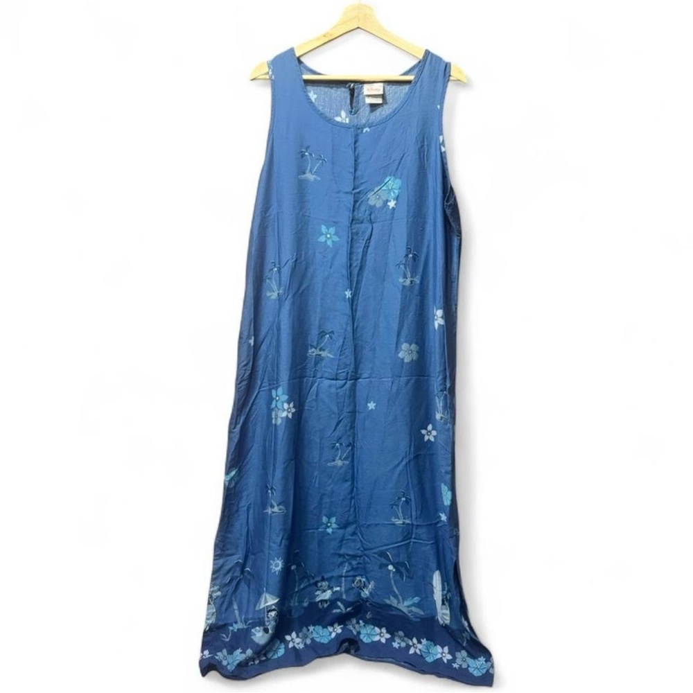 Disney Blue Floral Sleeveless Maxi Dress Mickie Minnie Size XL